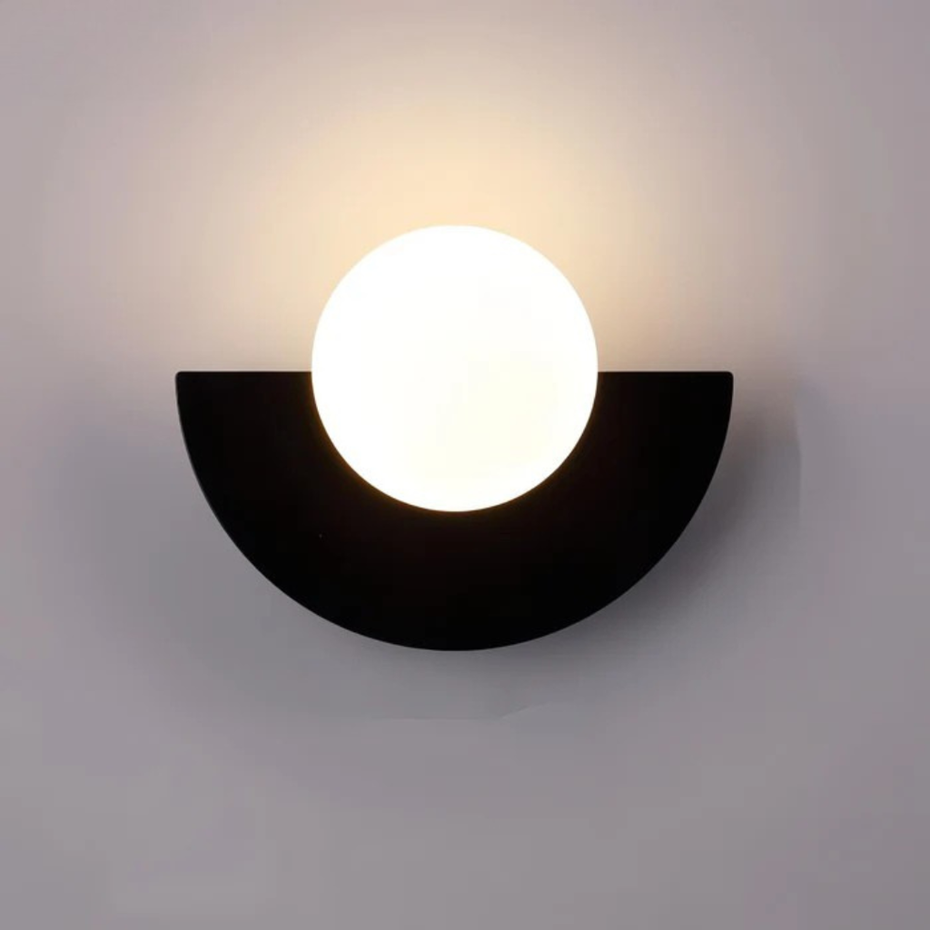 Glass Globe LED Wall Sconce With Iron Base For Modern Minimalist Rooms