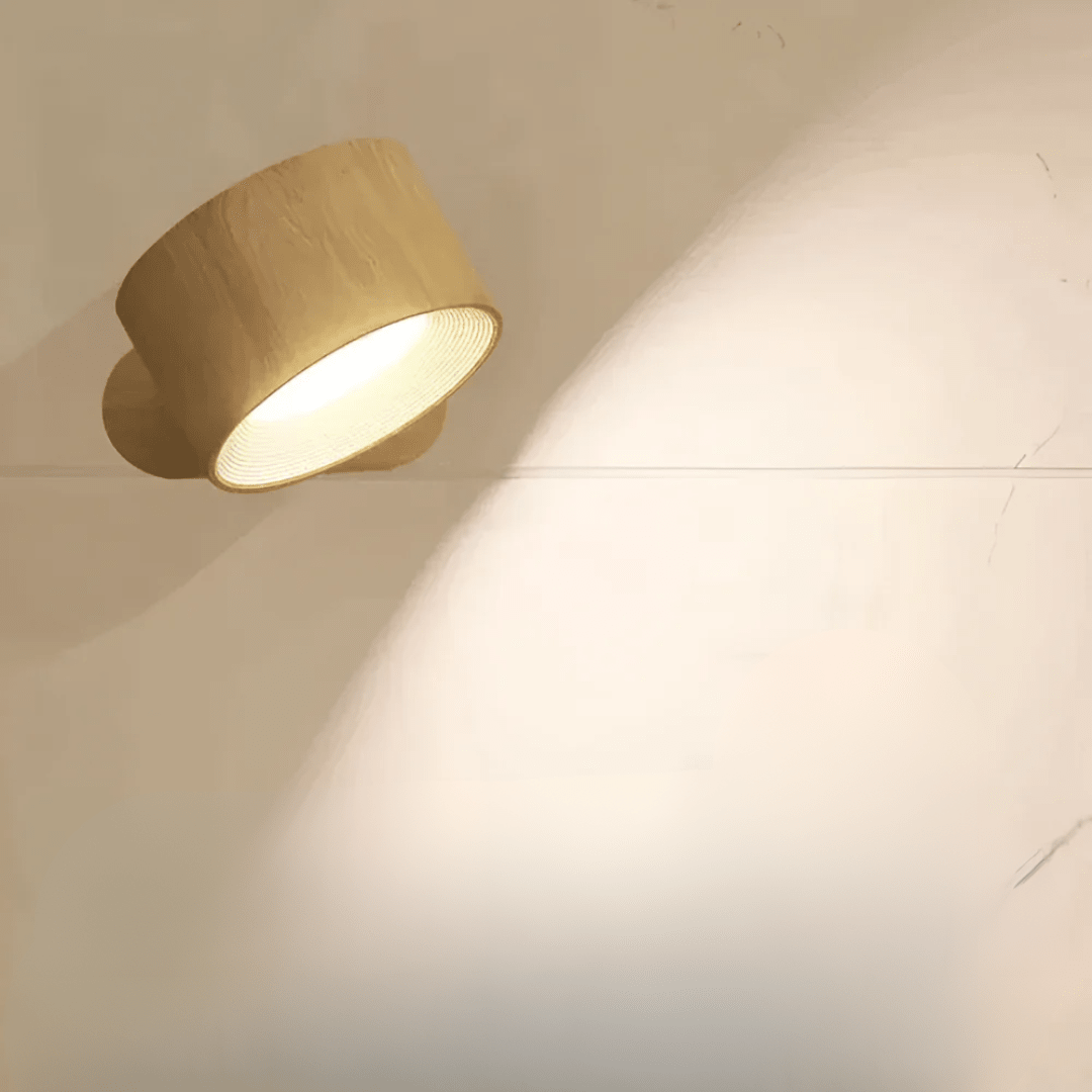 Wood Grain LED Wall Sconce With Built-In Battery For Cozy Ambient Light