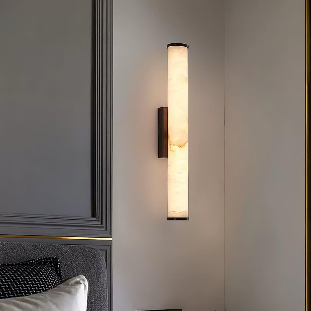 Alabaster Tube LED Wall Sconce With Hardwired Modern Design