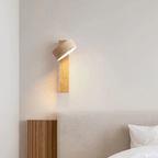 Travertine And Wood LED Wall Sconce With Warm Ambient Glow