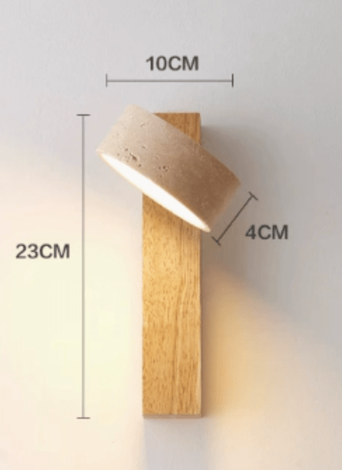 Travertine And Wood LED Wall Sconce With Warm Ambient Glow