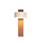 Travertine And Wood LED Wall Sconce With Warm Ambient Glow