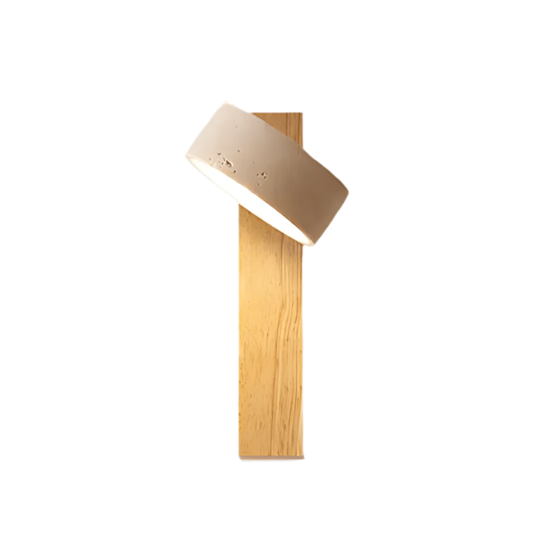 Travertine And Wood LED Wall Sconce With Warm Ambient Glow