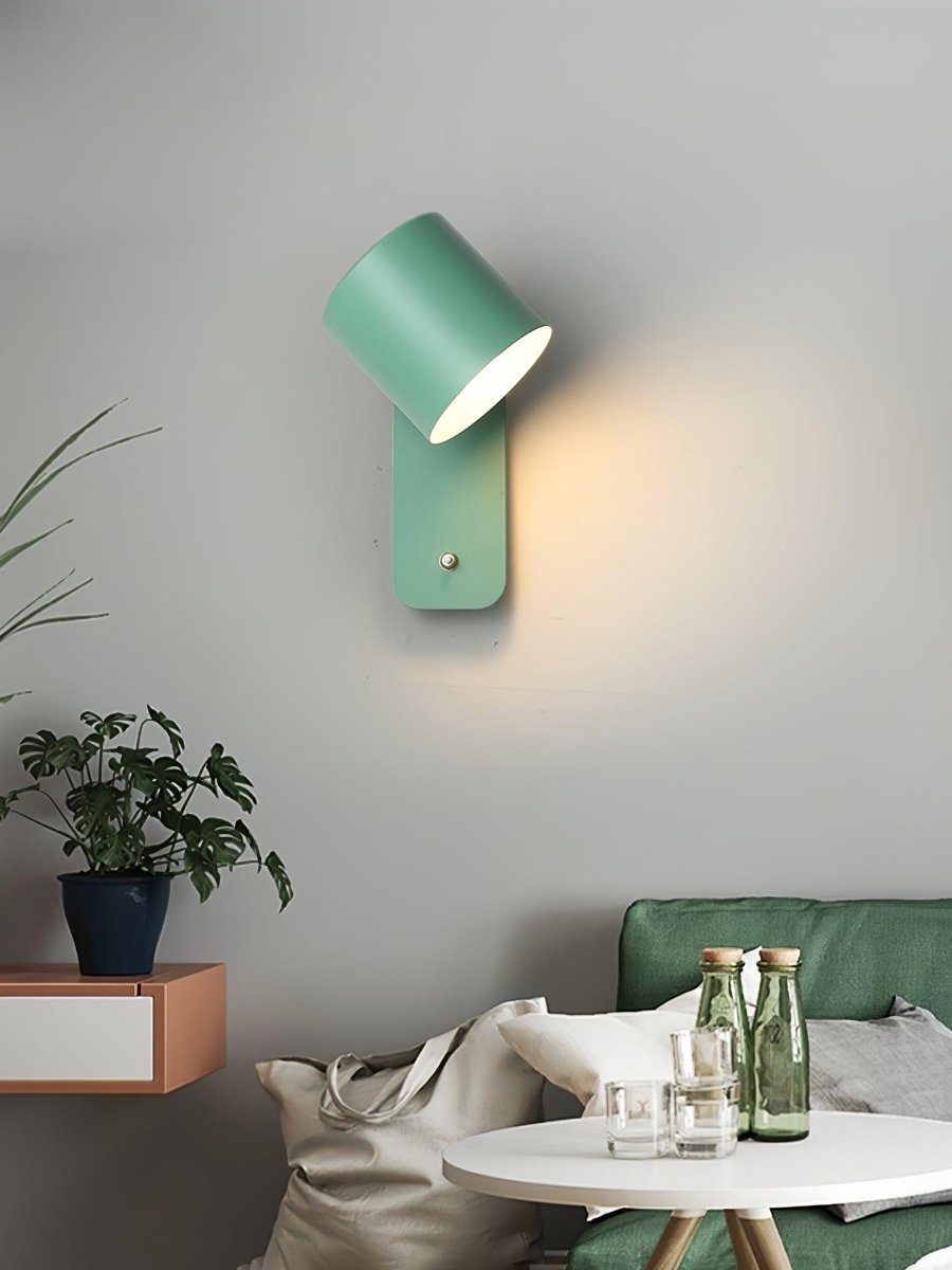 Rotating Head Cylindrical Wall Sconce In Iron For E27 Bulbs