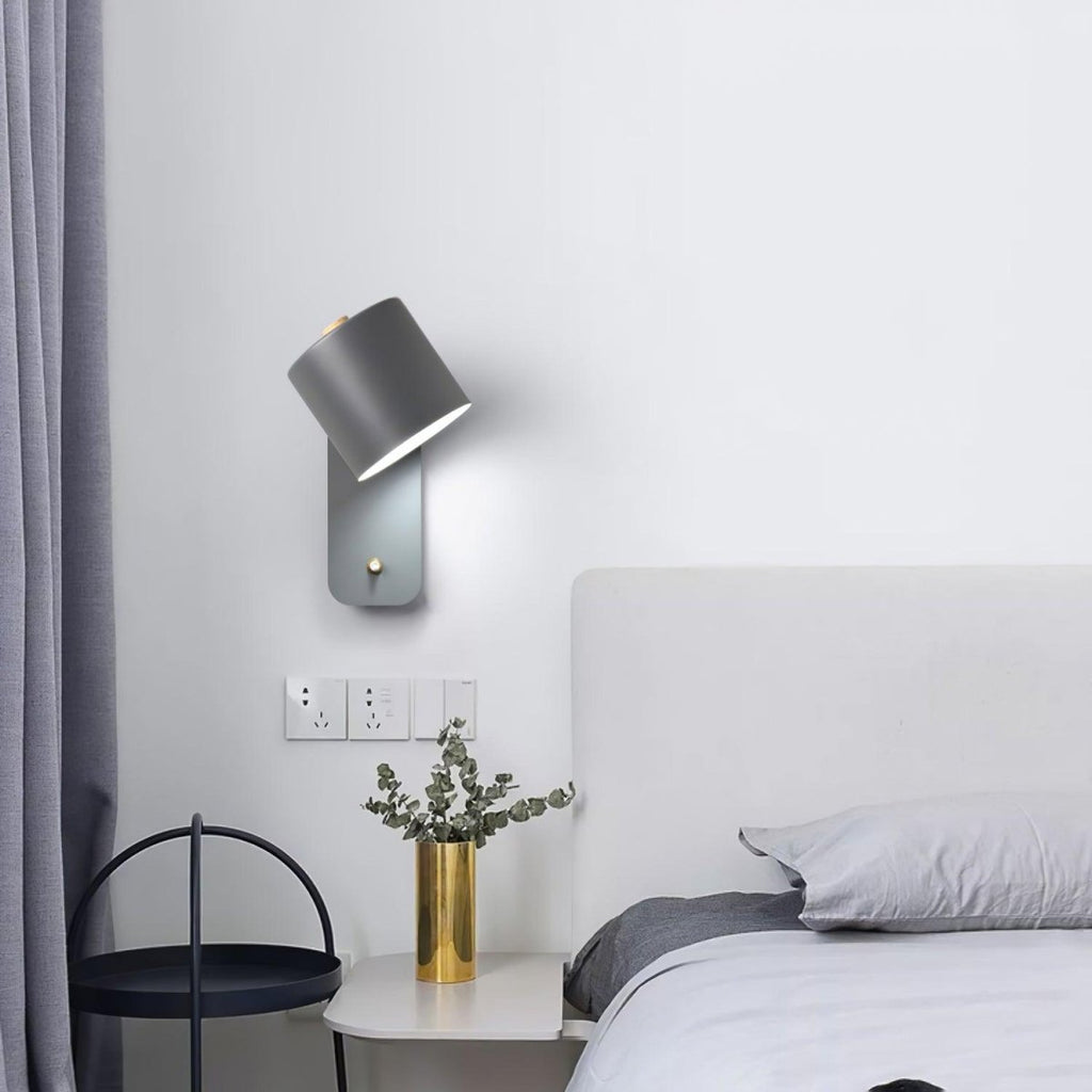 Rotating Head Cylindrical Wall Sconce In Iron For E27 Bulbs