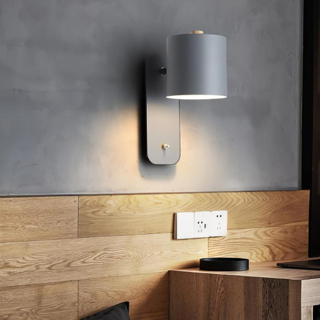 Rotating Head Cylindrical Wall Sconce In Iron For E27 Bulbs