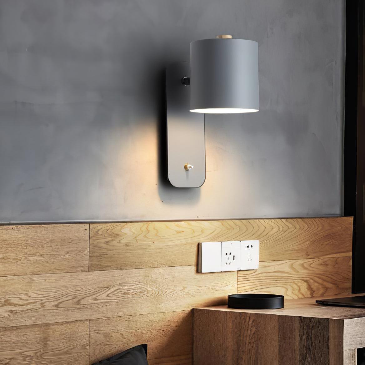 Rotating Head Cylindrical Wall Sconce In Iron For E27 Bulbs