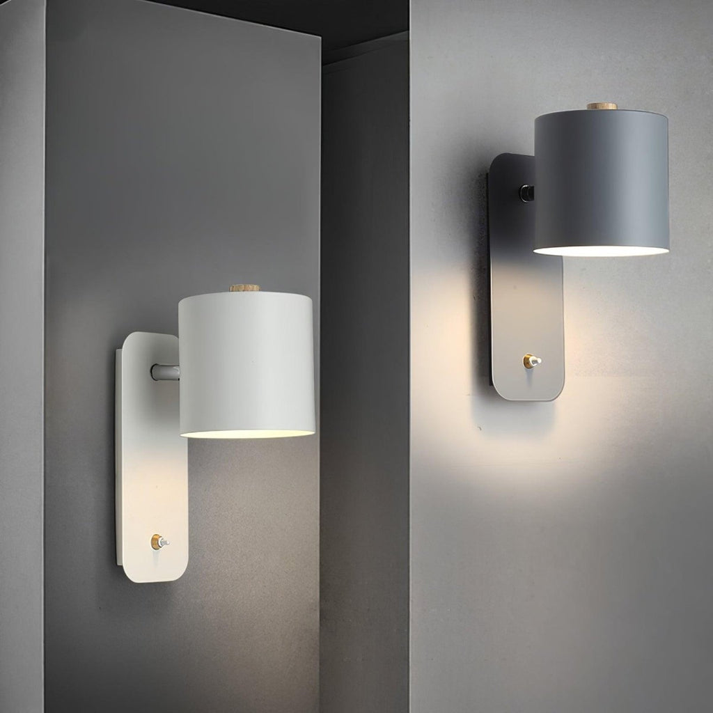 Rotating Head Cylindrical Wall Sconce In Iron For E27 Bulbs
