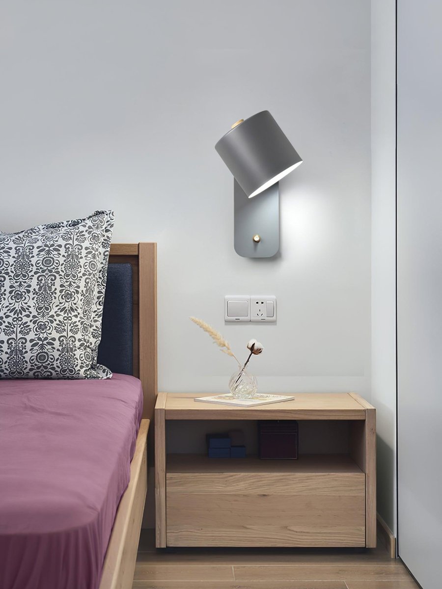 Rotating Head Cylindrical Wall Sconce In Iron For E27 Bulbs