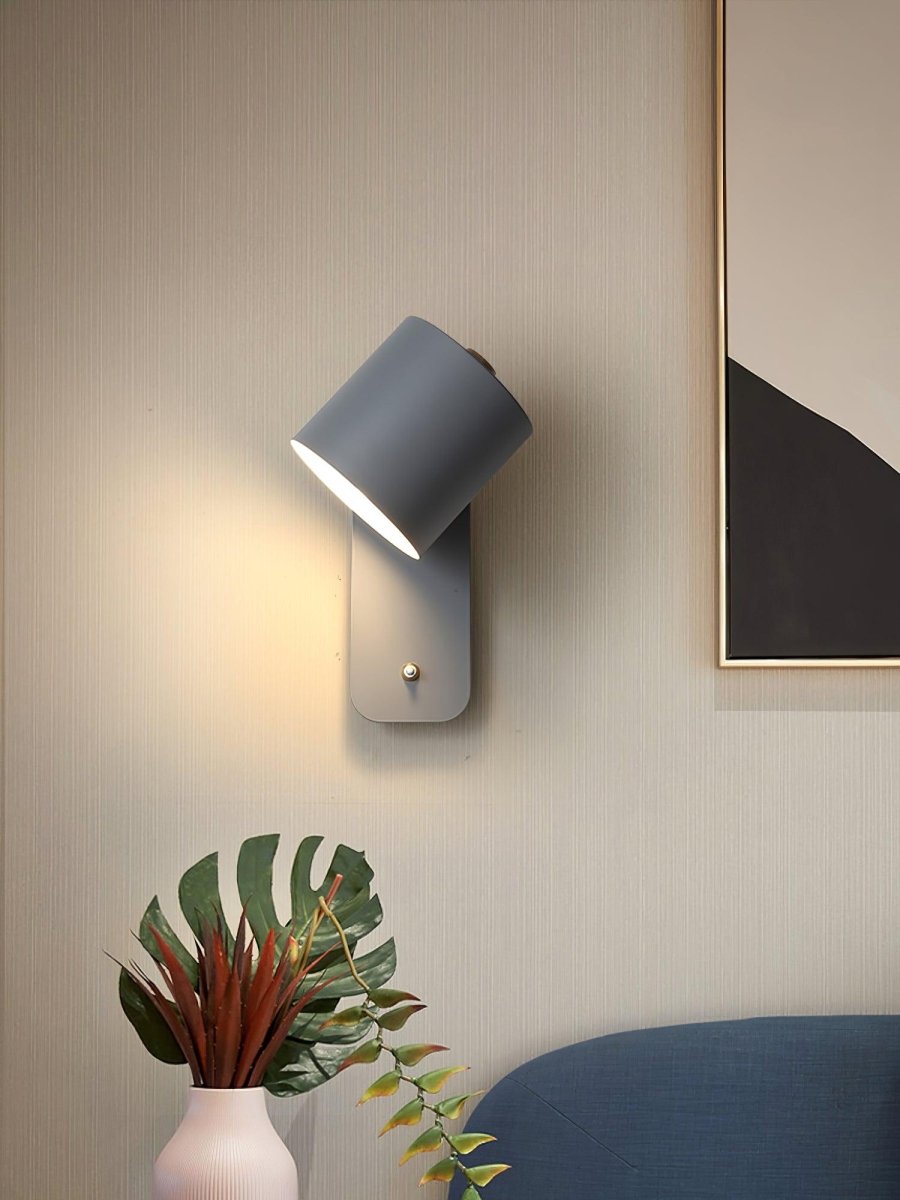 Rotating Head Cylindrical Wall Sconce In Iron For E27 Bulbs