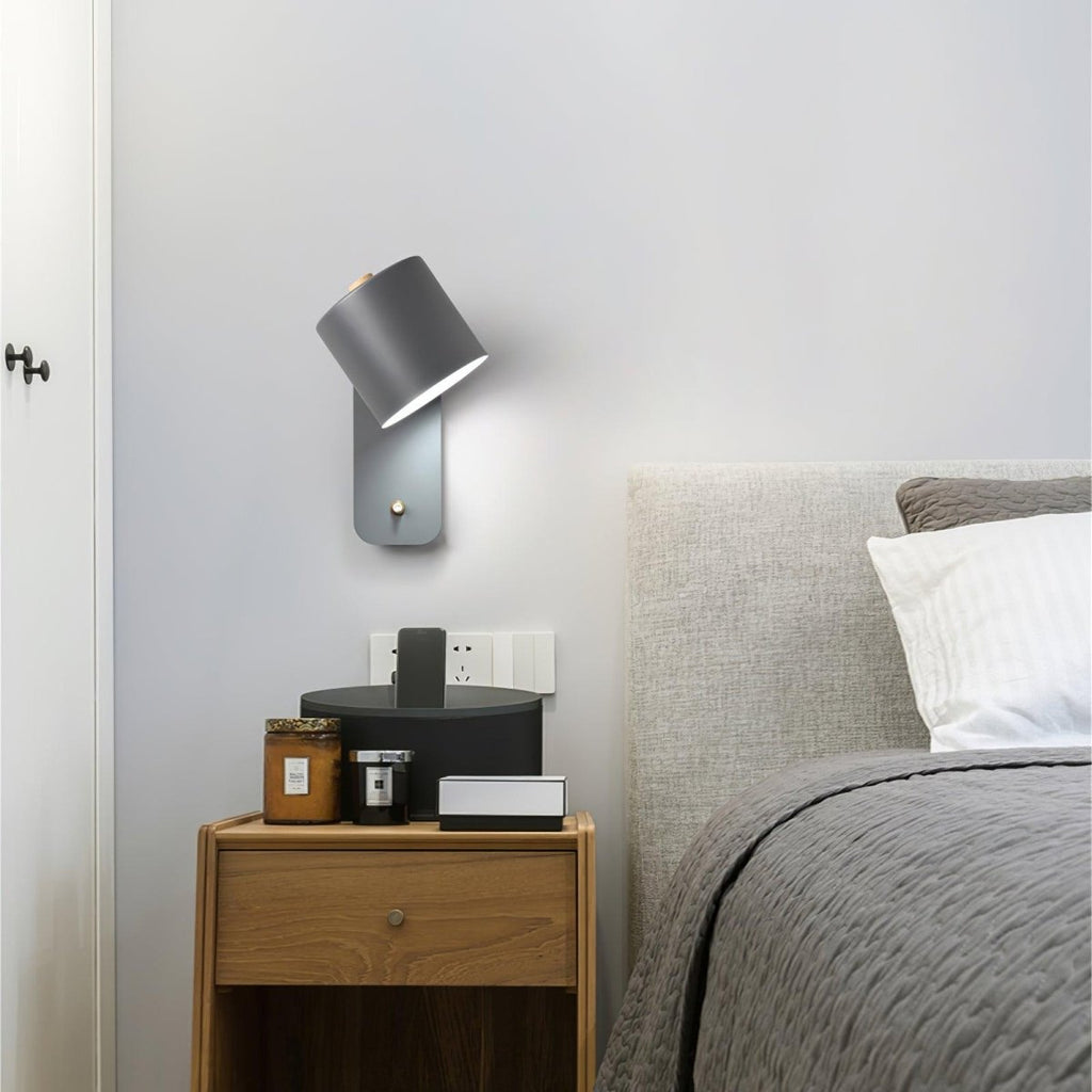 Rotating Head Cylindrical Wall Sconce In Iron For E27 Bulbs