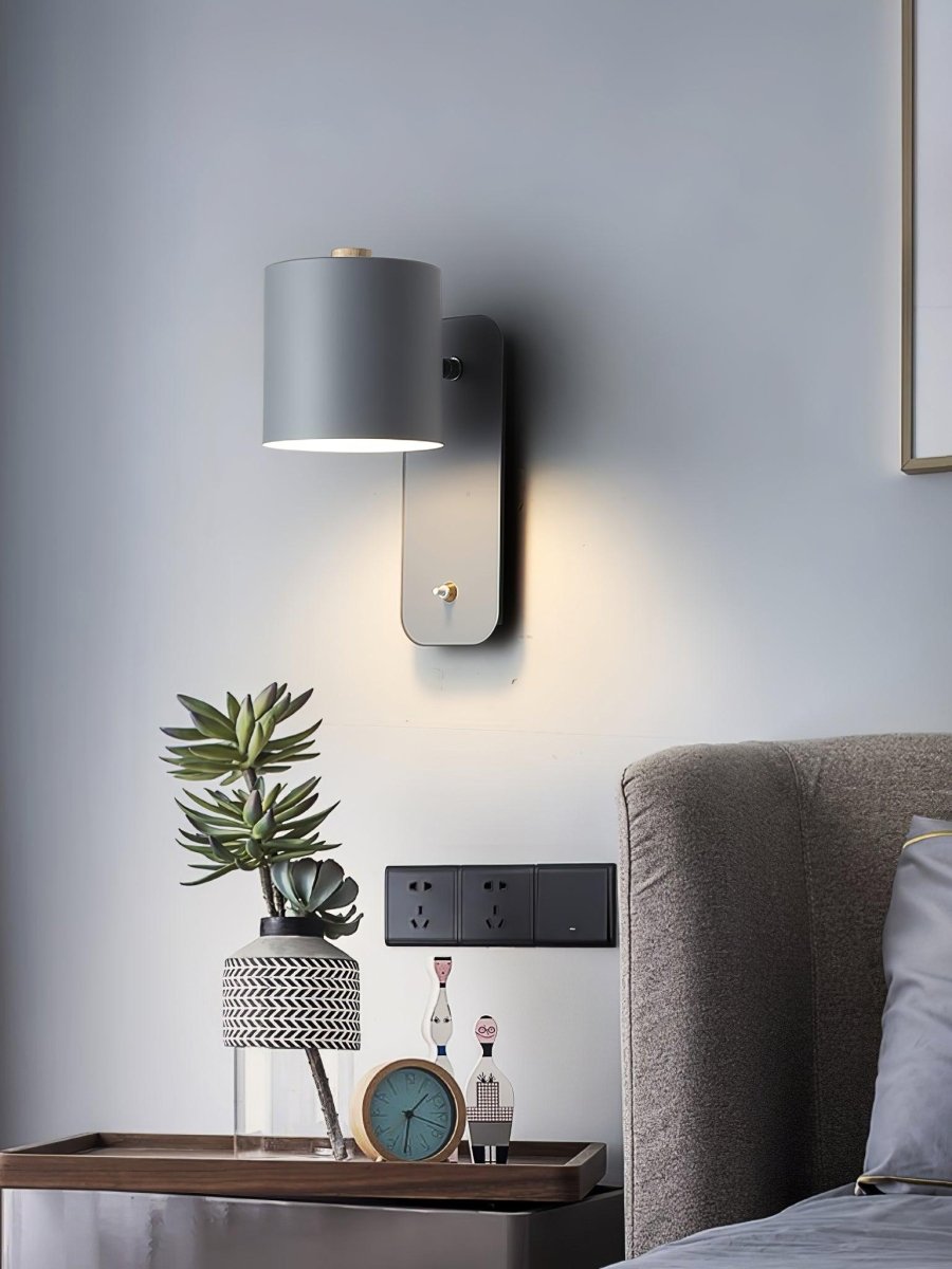 Rotating Head Cylindrical Wall Sconce In Iron For E27 Bulbs