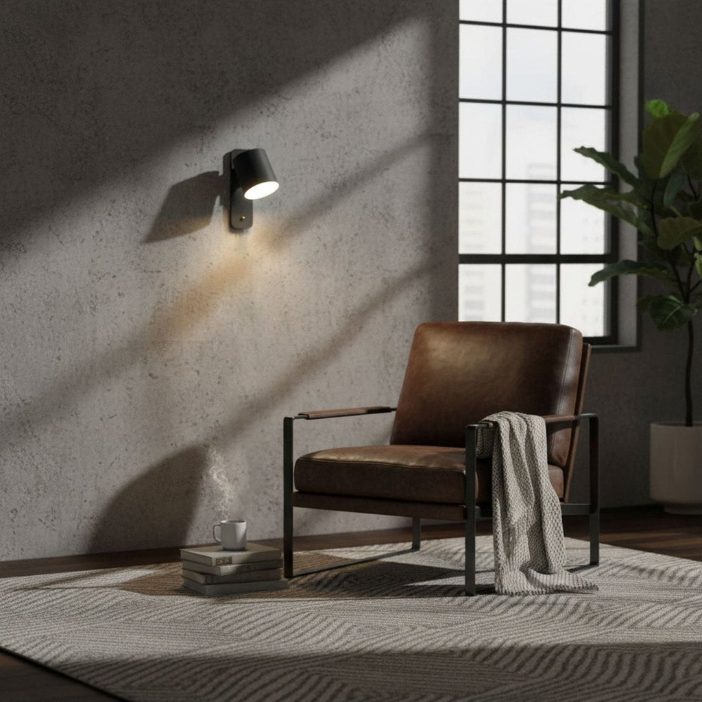 Rotating Head Cylindrical Wall Sconce In Iron For E27 Bulbs