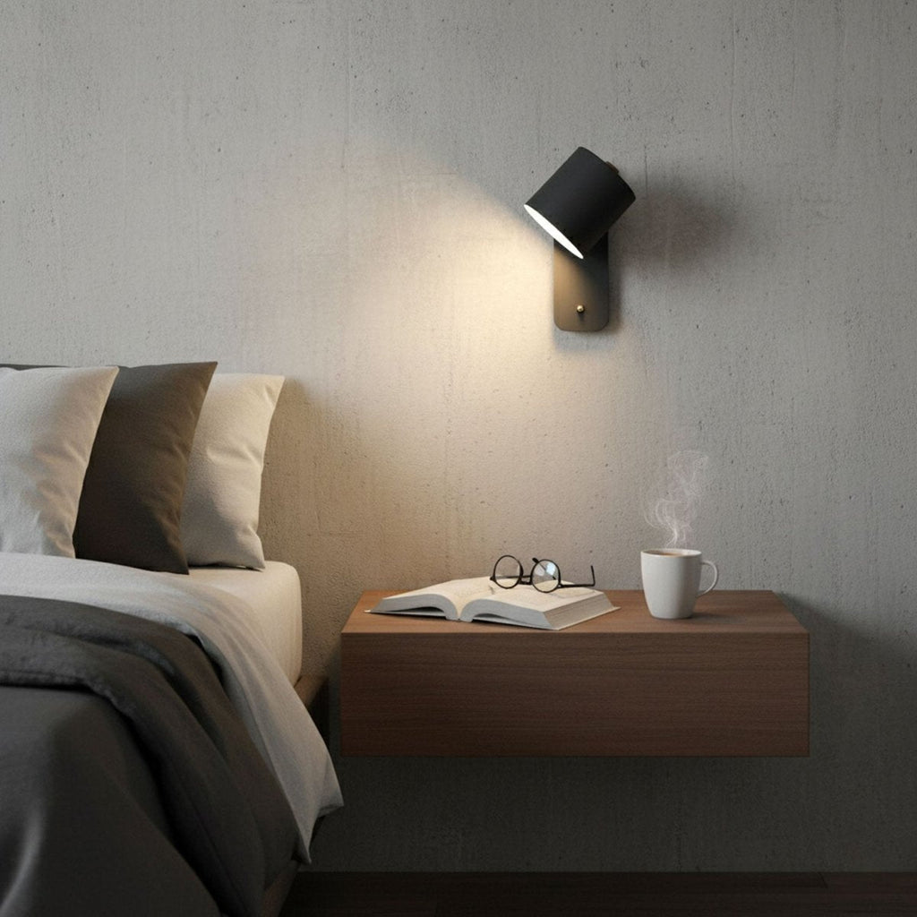 Rotating Head Cylindrical Wall Sconce In Iron For E27 Bulbs