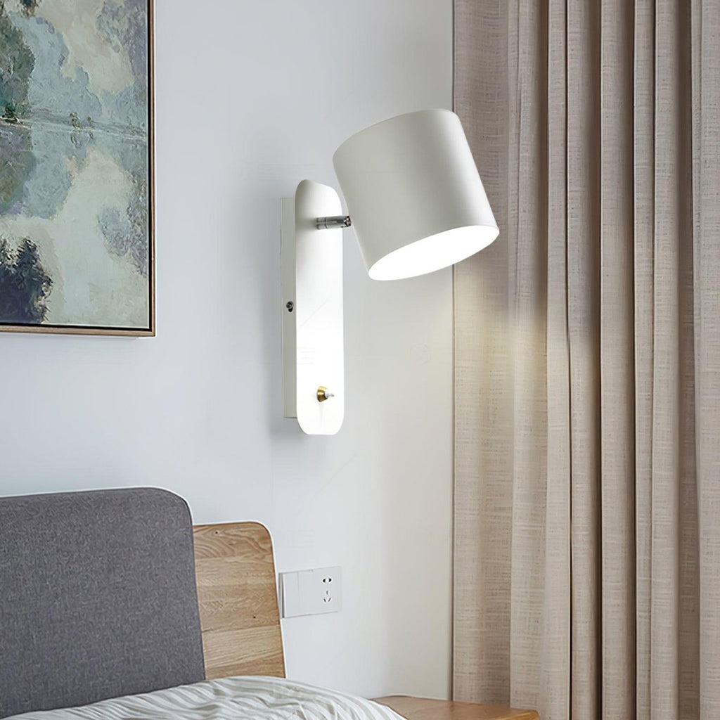 Rotating Head Cylindrical Wall Sconce In Iron For E27 Bulbs