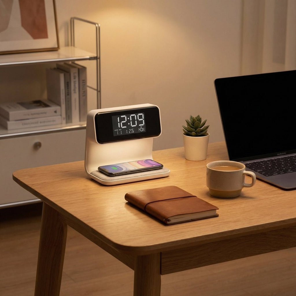 Three-In-One Wireless Charging Night Light With Alarm Clock