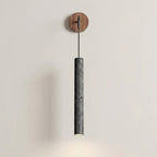 Vertical Wall Sconce With Natural Travertine Stone Tube Accent