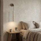 Vertical Wall Sconce With Natural Travertine Stone Tube Accent