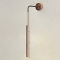 Vertical Wall Sconce With Natural Travertine Stone Tube Accent