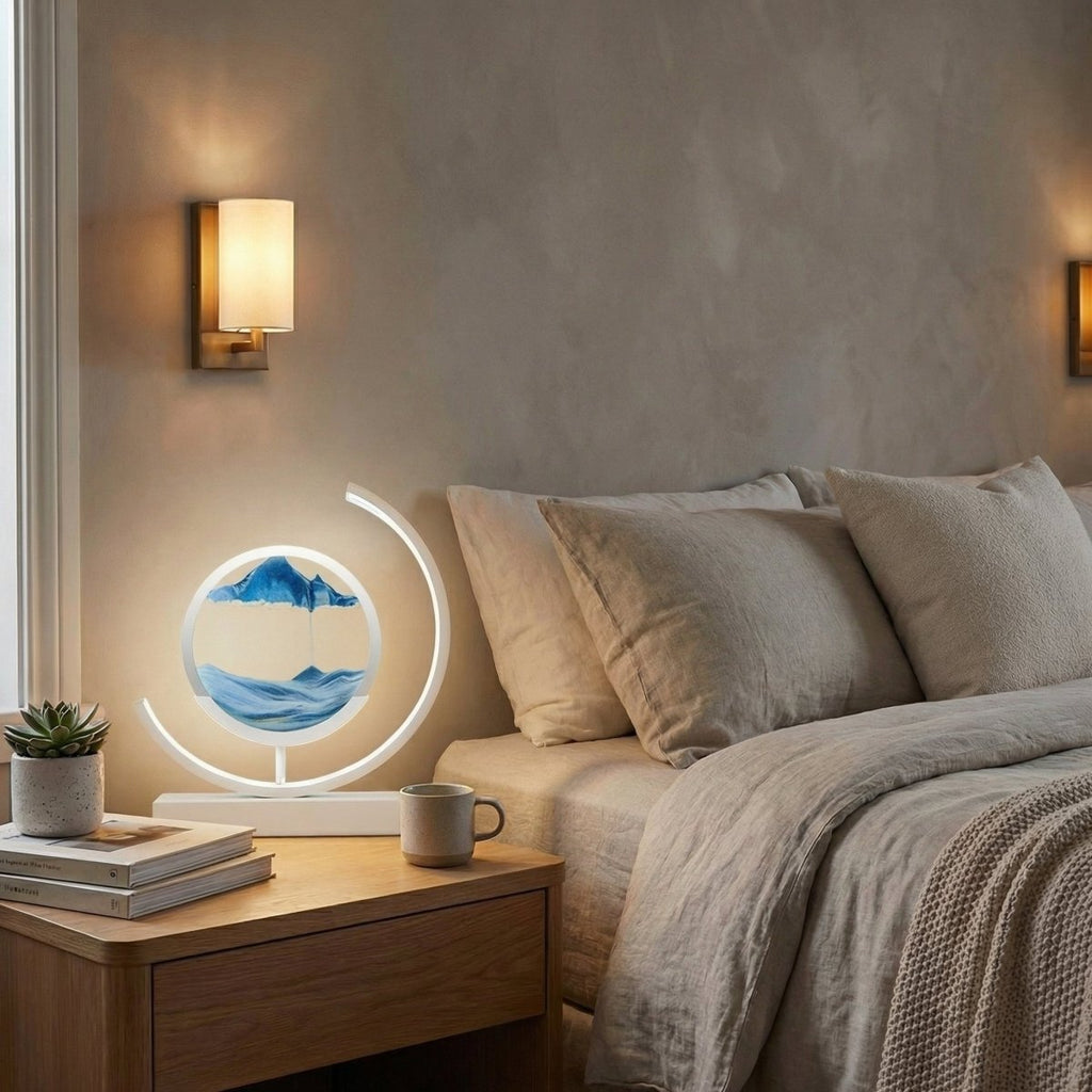 Flowing Sand Art Touch-Control LED Table Lamp, 12-Inch Kinetic Design