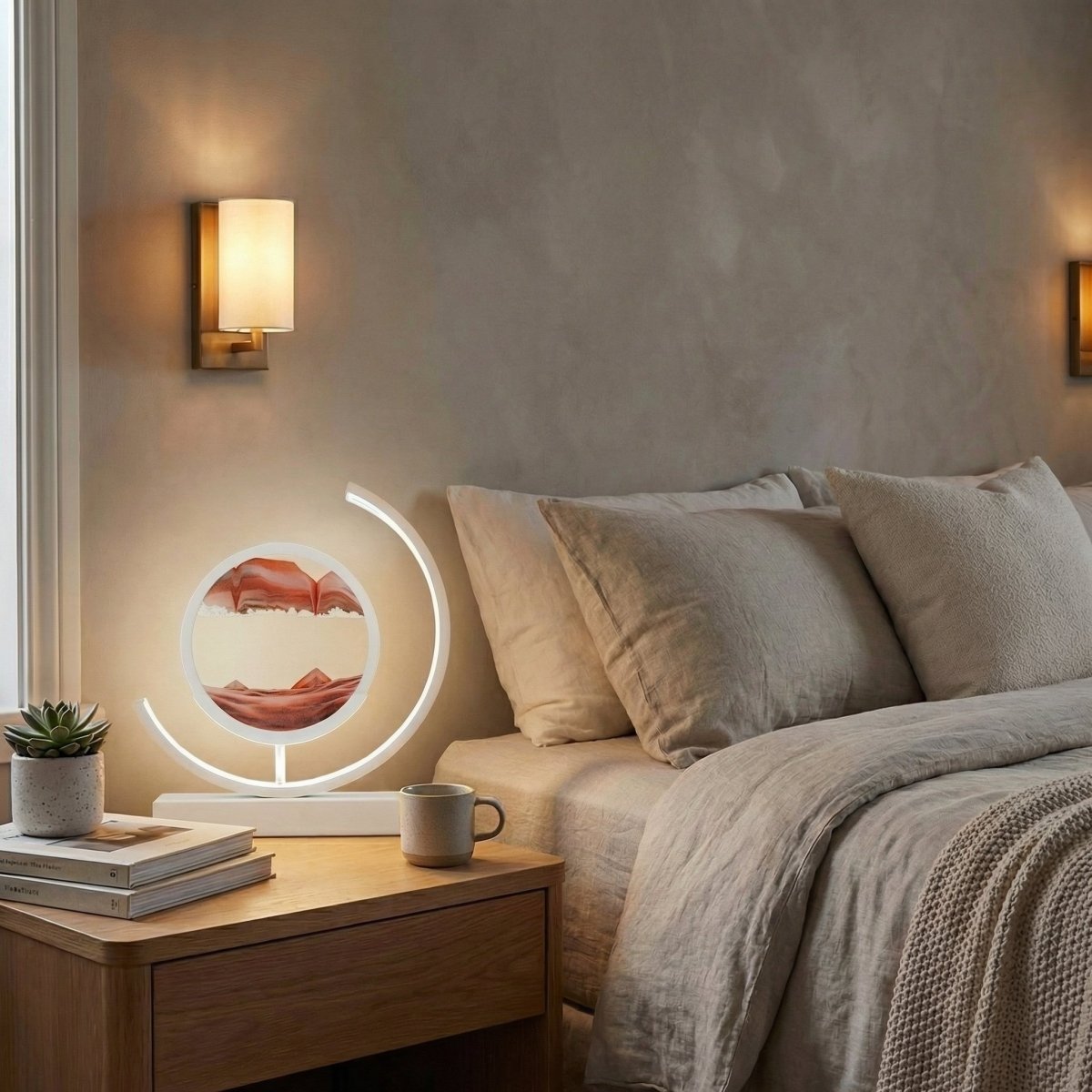 Flowing Sand Art Touch-Control LED Table Lamp, 12-Inch Kinetic Design