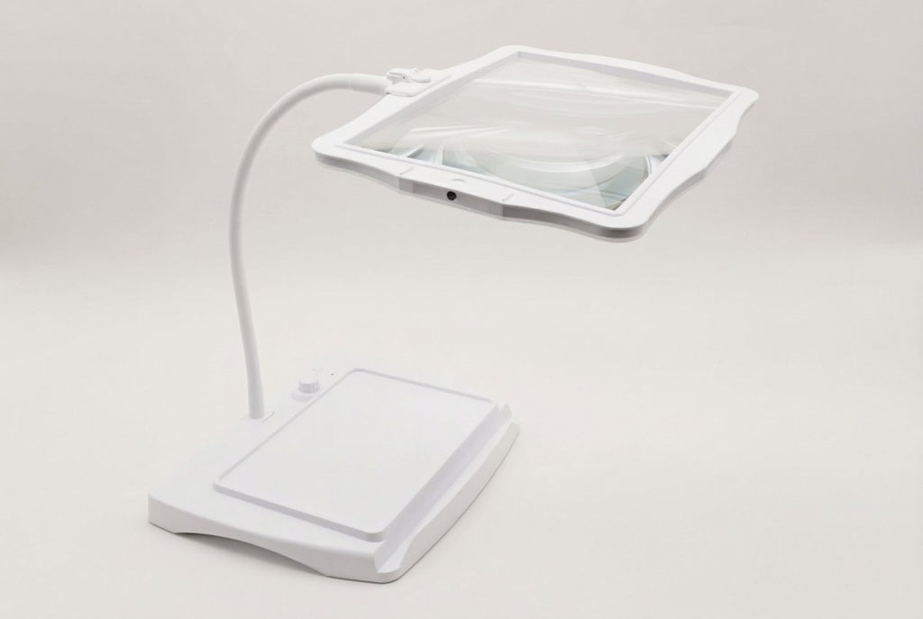 Adjustable Arm LED Magnifying Desk Lamp With 3X Glass Lens