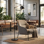 Contemporary Adjustable Floor Lamp With Wood Arm, 60-Inch Tall