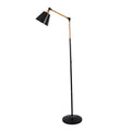 Contemporary Adjustable Floor Lamp With Wood Arm, 60-Inch Tall