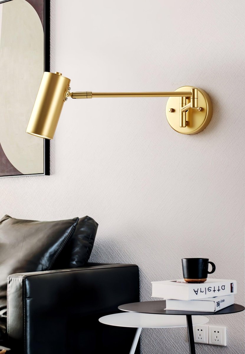 LED Wall Sconce With Adjustable Swing Arm, Modern Wrought Iron Design