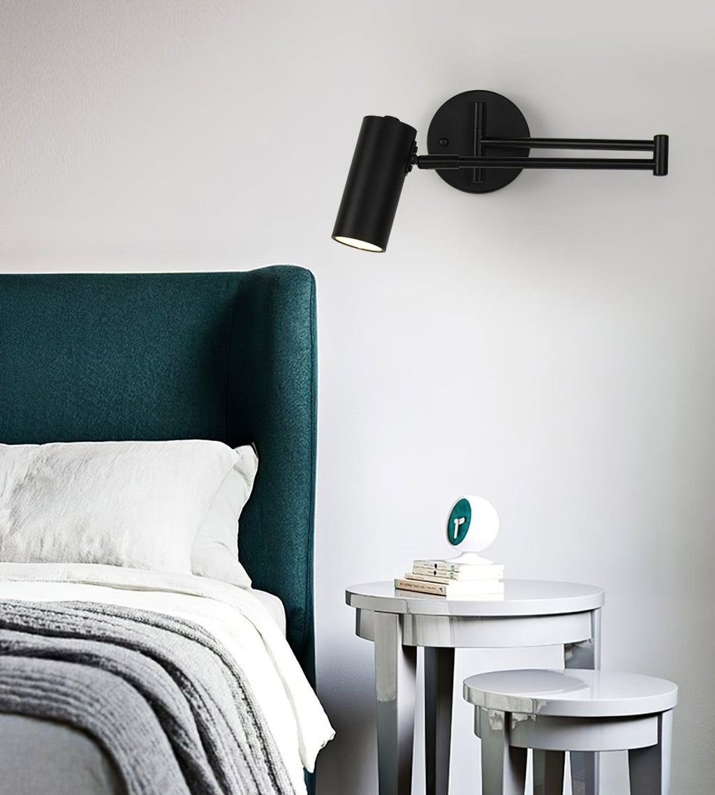 LED Wall Sconce With Adjustable Swing Arm, Modern Wrought Iron Design