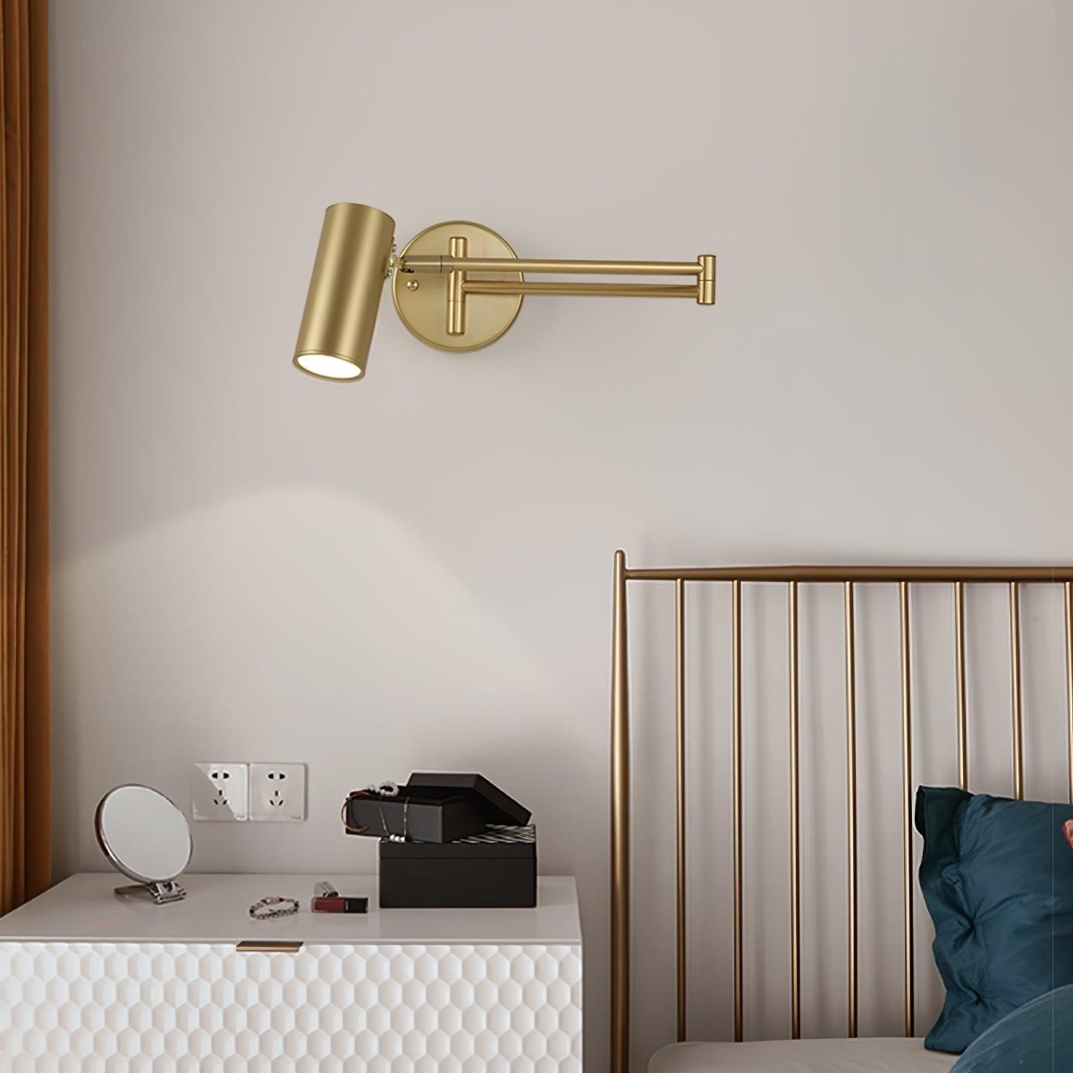 LED Wall Sconce With Adjustable Swing Arm, Modern Wrought Iron Design