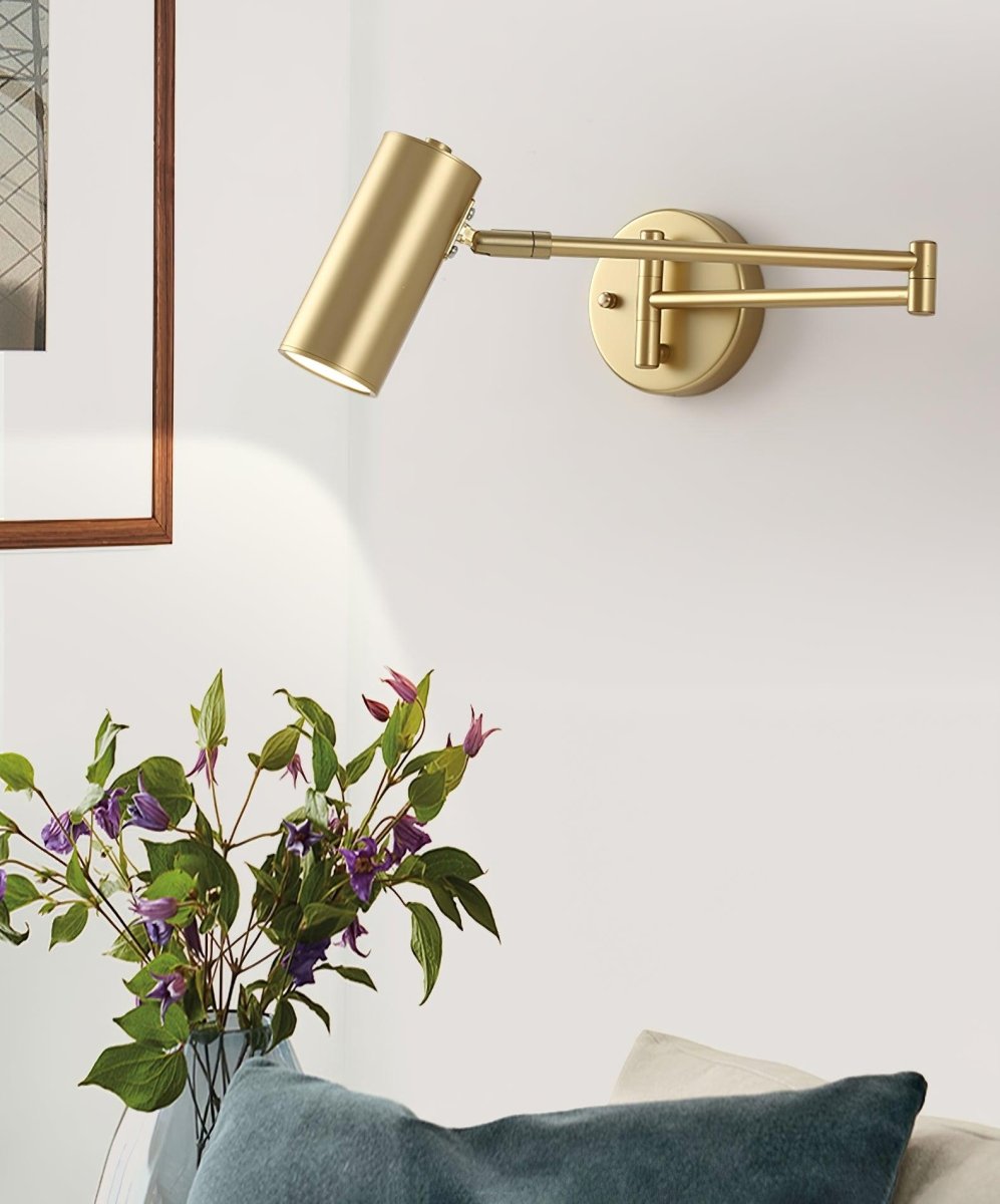 LED Wall Sconce With Adjustable Swing Arm, Modern Wrought Iron Design