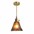 Amber Bell Glass Pendant Light With Vintage Brass-Style Fixture