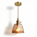 Amber Glass Trapezoid Pendant Light, Vintage-Style Fixture, 12-Inch