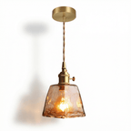 Amber Glass Trapezoid Pendant Light, Vintage-Style Fixture, 12-Inch