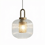 Nordic-Inspired Brass Pendant Light With Ribbed Glass Shade