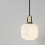 Nordic-Inspired Brass Pendant Light With Ribbed Glass Shade