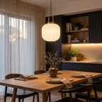 Nordic-Inspired Brass Pendant Light With Ribbed Glass Shade