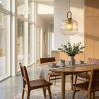 Nordic-Inspired Brass Pendant Light With Ribbed Glass Shade