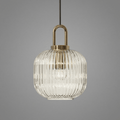 Artic Inspired Brass Pendant Light With Ribbed Glass Shade