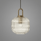 Nordic-Inspired Brass Pendant Light With Ribbed Glass Shade