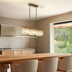Minimalist Linear Pendant Light With Glass Shades For Modern Interiors